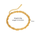 Gold braided stainless steel chain bracelet with lobster clasp and adjustable length - Gold Twisted Woven Bracelet