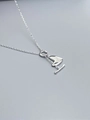 Detail of silver heart necklace with three zircons and OT toggle clasp on grey background - Silver