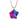 Gouden gedraaide schakelketting met blauw-paarse ster hanger en gouden metalen rand - Blauw Rood Gradiënt Ster Hanger + 60CM Twist Ketting