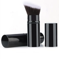 Portable retractable black makeup brush with gradient bristles for blush and powder - Small Size Flat Slanted Head / Black