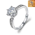 Classic S925 sterling silver six-prong engagement ring with round moissanite - Adjustable Open / Elegant 6-Prong 1ct