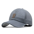 Cappellino da baseball grigio in mesh traspirante con toppa in pelle per il sole - Regolabile / Grigio