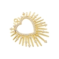 Détail macro du pendentif cœur soleil plaqué or 18K avec cristaux sertis et œil maléfique - VD1352 Cœur Doré