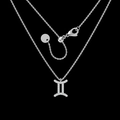 Silver Gemini constellation necklace with sparkling cubic zirconia on a minimalist chain - Gemini / Silver