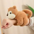 Light brown plush monkey slap bracelet toy for children worn on a wrist - Monkey