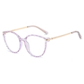 Occhiali trasparenti lavanda chic con stanghette in metallo dorato e design trapuntato - Viola Trasparente Oro