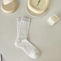 Calcetines de algodón acanalado en color blanco crema para un estilo minimalista - Talla única / Blanco