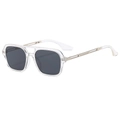 Modische quadratische Sonnenbrille mit transparentem Rahmen und grauen Gläsern für Damen - Transparenter Rahmen Schwarzgraue Linsen