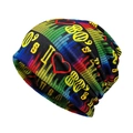 Rainbow gradient knit beanie featuring yellow I Love 80s embroidery and retro heart - Vintage Rainbow Pop Style (10#)