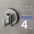 Set di 4 ganci a ventosa argento per bagno con fissaggio a parete extra forte - Set di 4 / Grigio Argento