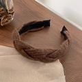 Brown braided knit headband in vintage retro style with chunky hair accessory design - Dark Coffee Braid Knit