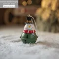 Christmas snowman bell pendant with green metal base and red scarf, 4x6.5cm holiday decor - Small Christmas Snowman Style