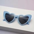 Fashionable heart-shaped sunglasses with light blue frame and dark grey UV400 lenses - Light Blue Frame Gray Lens