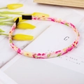 Pink floral fabric headband featuring cute red and yellow flower patterns for girls - Pink Floral Pattern 2