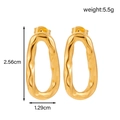 Golden hollow oval geometric earrings with hammered texture measuring 2.56cm high - Hammered Oval Shape Style (ER-1581)