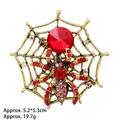Vintage spinnenbroche met rode strass-steentjes en legering web 5.2x5.3cm - Spinnenweb Stijl (XZ25032蜘蛛网)