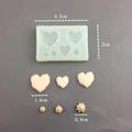 Mini molde de silicona DIY para resina y galletas con cavidades de corazón y estrella - Mini 3 Cavidades Crema & 3 Cavidades Corazón