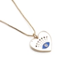 Collana con ciondolo a cuore dorato con occhio in smalto blu e cristalli colorati - 0717-YS (Occhio del Diavolo a Cuore Oro)