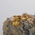 S925 silver open ring with gold finish featuring an elephant charm and white pearl - Elephant Pearl Pendant Style (LR245)