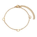 Bracciale minimalista in acciaio inossidabile placcato oro 14K con tre ciondoli a cuore - Oro