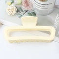 Beige leopard print square hair claw clip in a minimalist large matte plastic design - Rubber Milky White