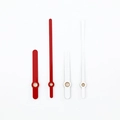 Red and white metal clock hands for quartz movement replacement, hour and minute hands - Red