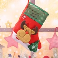 Detail of red Christmas stocking with reindeer applique and green sequin tree decoration - Medium Reindeer