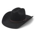 Klassieke zwarte suède cowboyhoed met bruine leren band voor outdoor modestijl - M (57-58cm) / Zwart