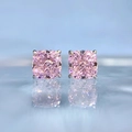 Ohrstecker mit rosa Kissen-Schliff 1,5ct Carbon-Diamant in 925er Sterlingsilber - 925er Silber / Rosa Zirkonia