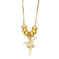 Collana dorata con pendente ballerina in zirconi brillanti e catena a maglia veneziana - Stile D-Ballerina
