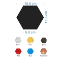 Detailed size guide for hexagon acrylic mirror wall stickers in various colors - Rose Gold-12Pcs-XXL: 18cm