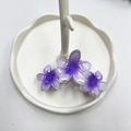 Pinza per capelli sfumata viola con tre fiori di frangipane su supporto per gioielli - Frangipane / 10cm / Viola