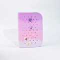DIY silicone pencil case in purple gradient with cute cartoon charms and holes - Large / Rainbow Purple