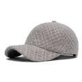 Grey lambswool baseball cap with textured knit mesh and a classic curved brim - Gray