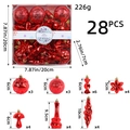 Set da 28 pezzi di decorazioni natalizie rosse con varie forme e misure dettagliate - Rosso