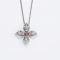 Retro-Silberanhänger Vajra-Kreuz mit zentralem rotem Edelstein für Damen und Herren - Einstellbar Offen / Kreuz Vajra Anhänger Halskette