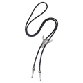 Western cowboy bolo tie featuring a vintage silver bull skull pendant on black braided cord - Antique Silver Bull Head Necklace