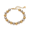 Détail d'un bracelet perlé bicolore en acier inoxydable doré et argenté avec fermoir - Bracelet à Perles (31954)