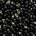 Glossy black pearl charm pendant with golden rhinestone base in a bulk arrangement - High Gloss Black + Gold Rhinestone Base
