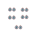 Macro shot of 10 gold-plated evil eye pendants for jewelry making on white background - Gold Round Colorful Evil Eye Pendant (XH40717) / 10 Pieces Pack
