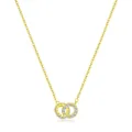 Elegant 18K gold S925 silver interlocking double ring necklace with pave zircon stones - 925 Silver / Gold