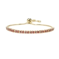 Adjustable gold box chain bracelet with red evil eye enamel charms on white background - Red