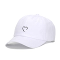 White baseball cap with black embroidered heart on the front for casual outdoor style - White