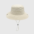 Quick-dry light beige wide brim bucket hat with adjustable chin strap for outdoors - M(56-58cm) / Off-white