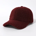 Stylish burgundy fuzzy faux fur baseball cap for men and women with warm plush texture - Burgundy