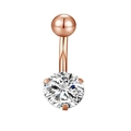 Classic rose gold belly button ring with a large brilliant round-cut clear zircon stone - Rose Gold/Claw Zircon Ball