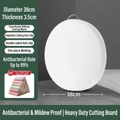 Round 38cm white PE plastic cutting board with metal handle and 3.5cm thickness - Diameter 38cm * Thickness 3.5cm / White