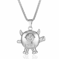 Collana con ciondolo a mostro hip-hop in acciaio inossidabile lucido per uomo e donna - Lunghezza della catena 60cm / Argento