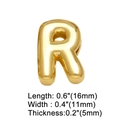 Detailed size view of a 3D gold balloon letter R pendant with 16mm height dimensions - Gold R