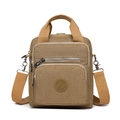 Sac à langer en nylon marron avec plusieurs poches et bandoulière réglable - Poche zippée